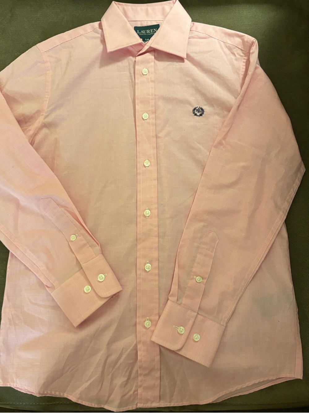 Ralph Lauren Light Pink Dress Shirt with Embroidered Crest